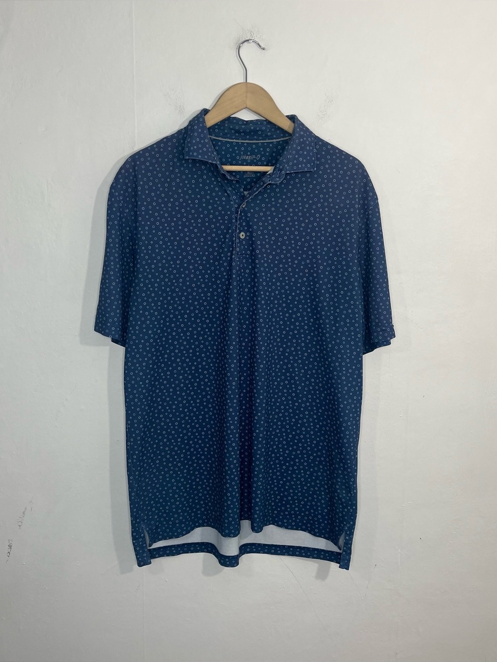 Johnnie-O Men’s Short Sleeve Performance Gage Golf Polo Large Blue Logo